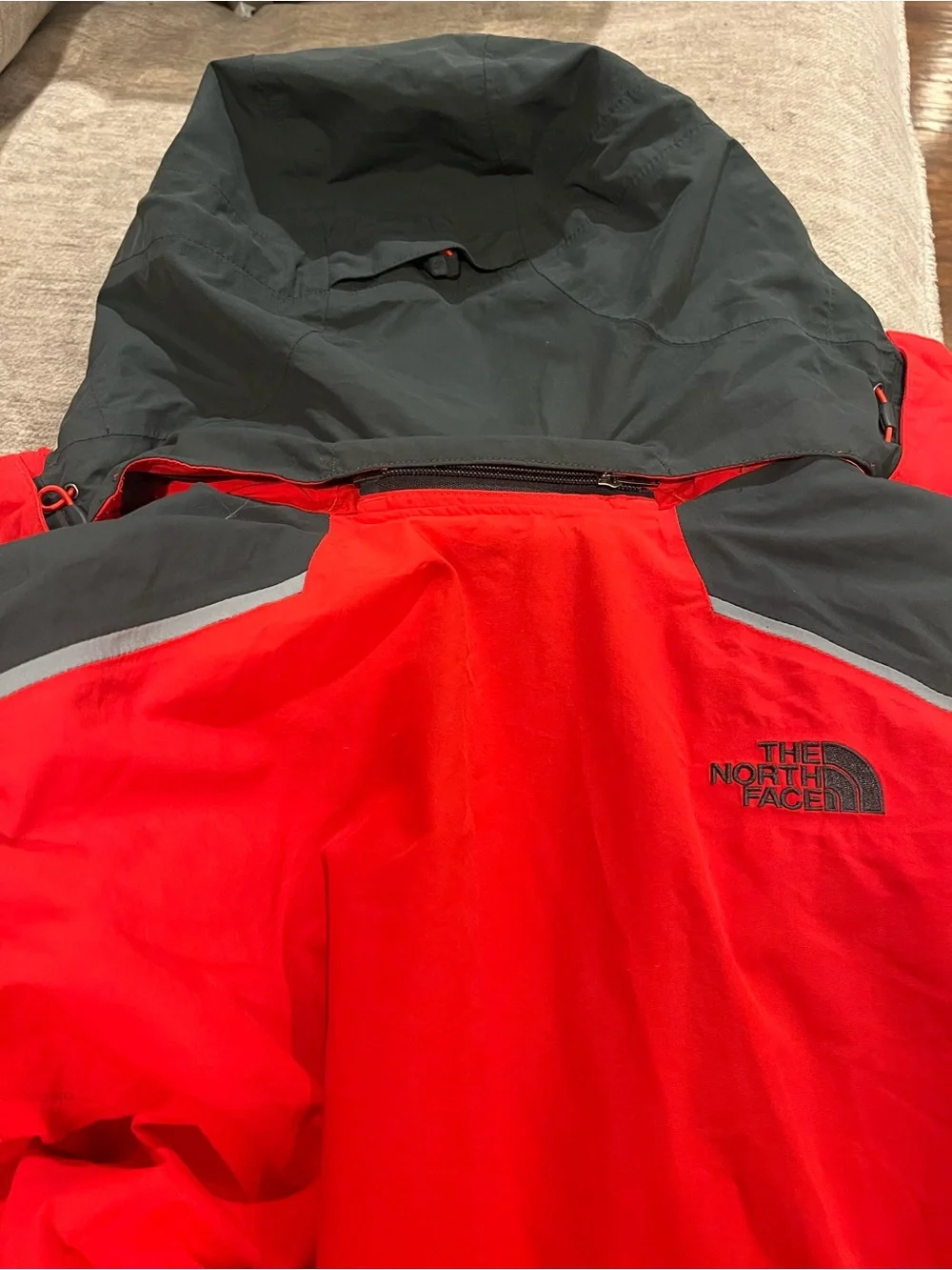 The North Face Red and Black Hooded Outdoor Jacket